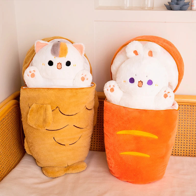 Taiyaki Cat Cuddle Buddy - Snuggled in a Cozy Cushion Bag! ️✨