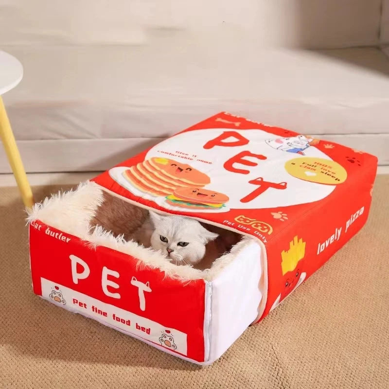 Snuggle & Snack Cat Cave Cozy Zippered Biscuit Bed for Purrfect Playtime!